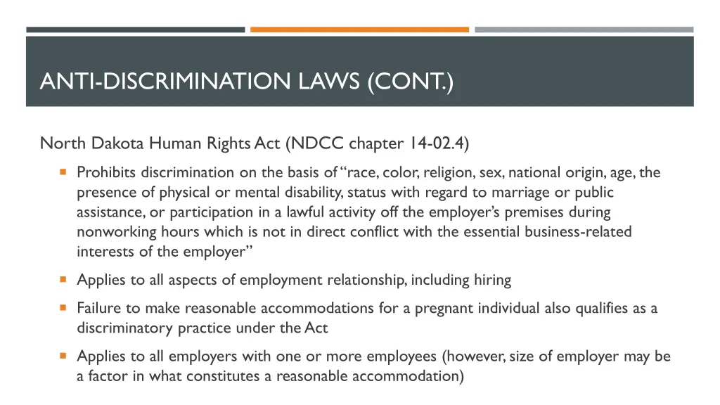 anti discrimination laws cont 2