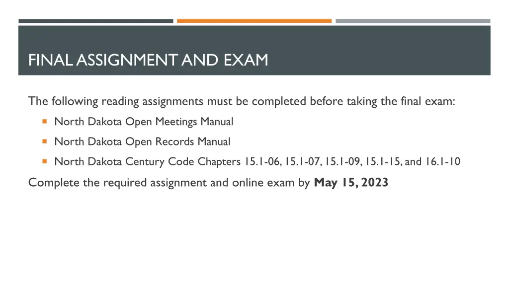 final assignment and exam
