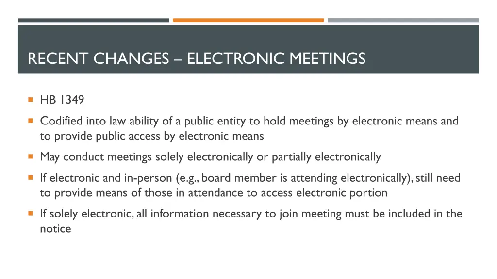 recent changes electronic meetings