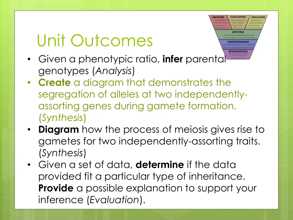 unit outcomes given a phenotypic ratio infer