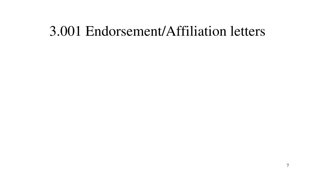 3 001 endorsement affiliation letters