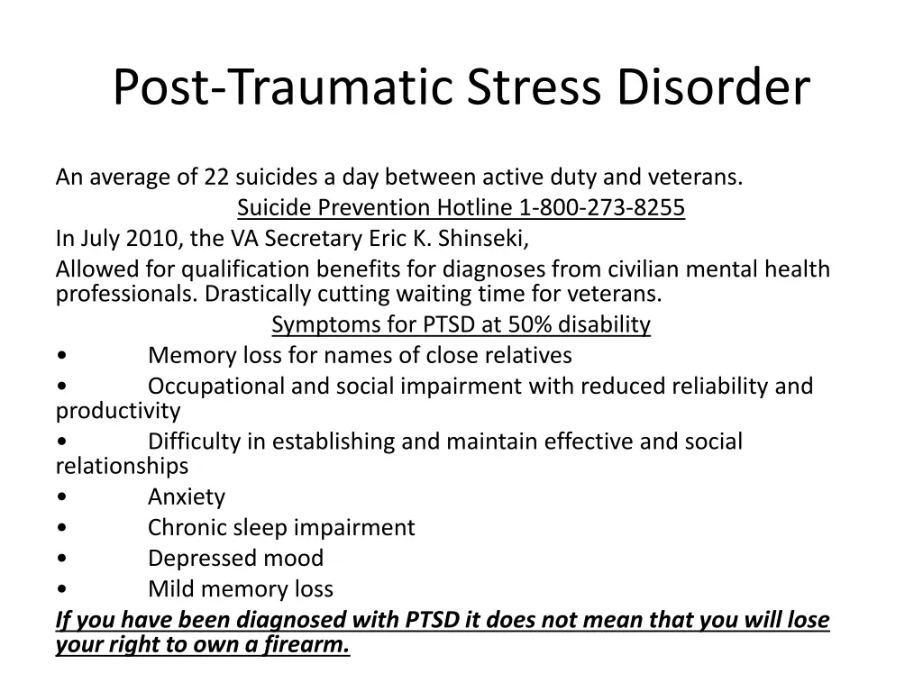 post traumatic stress disorder