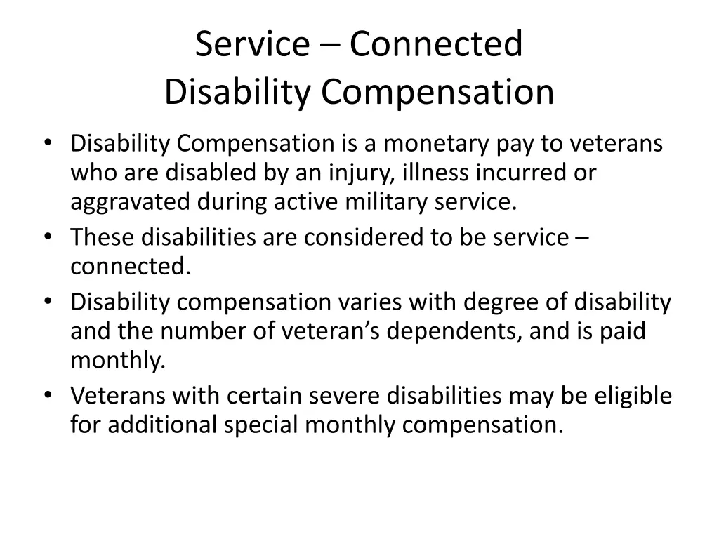 service connected disability compensation