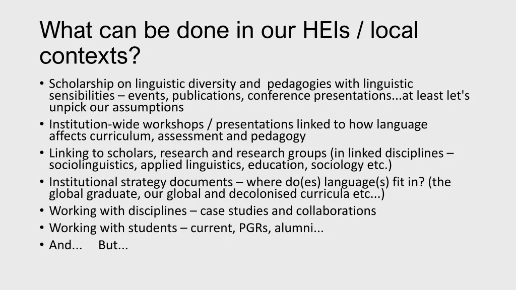 what can be done in our heis local contexts