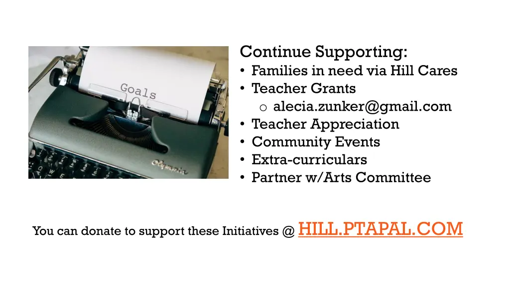continue supporting families in need via hill