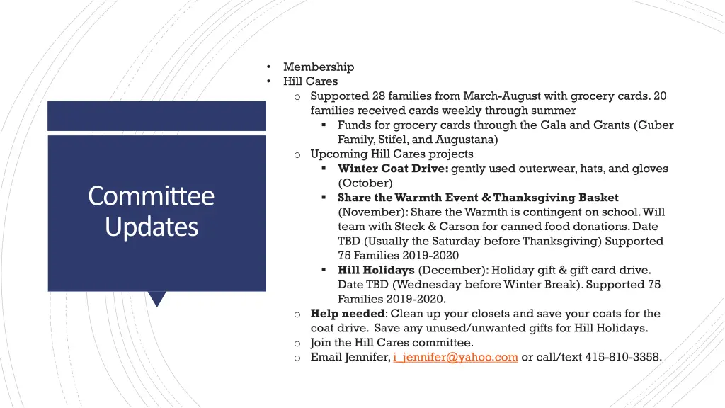 membership hill cares o supported 28 families