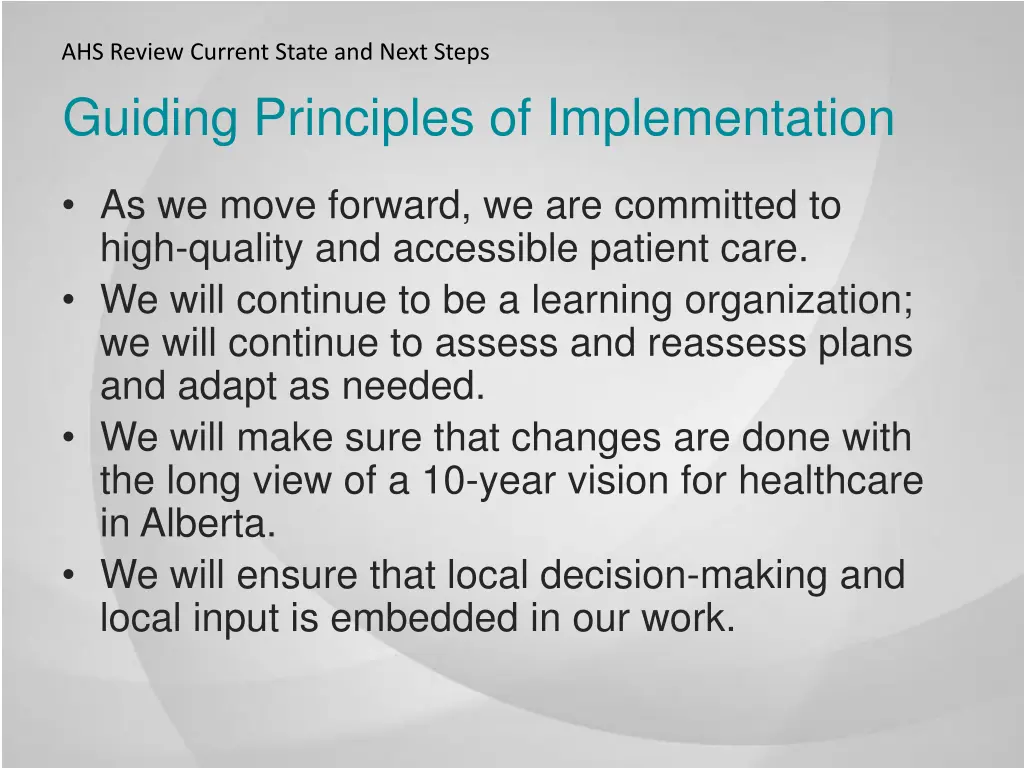 ahs review current state and next steps 2