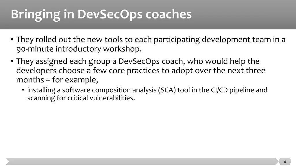 bringing in devsecops coaches