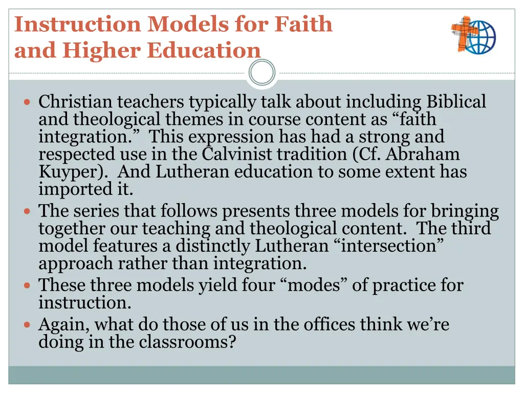 instruction models for faith and higher education