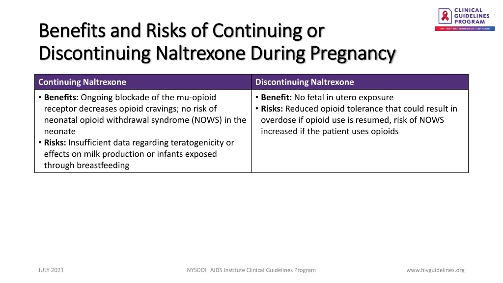 benefits and risks of continuing or benefits