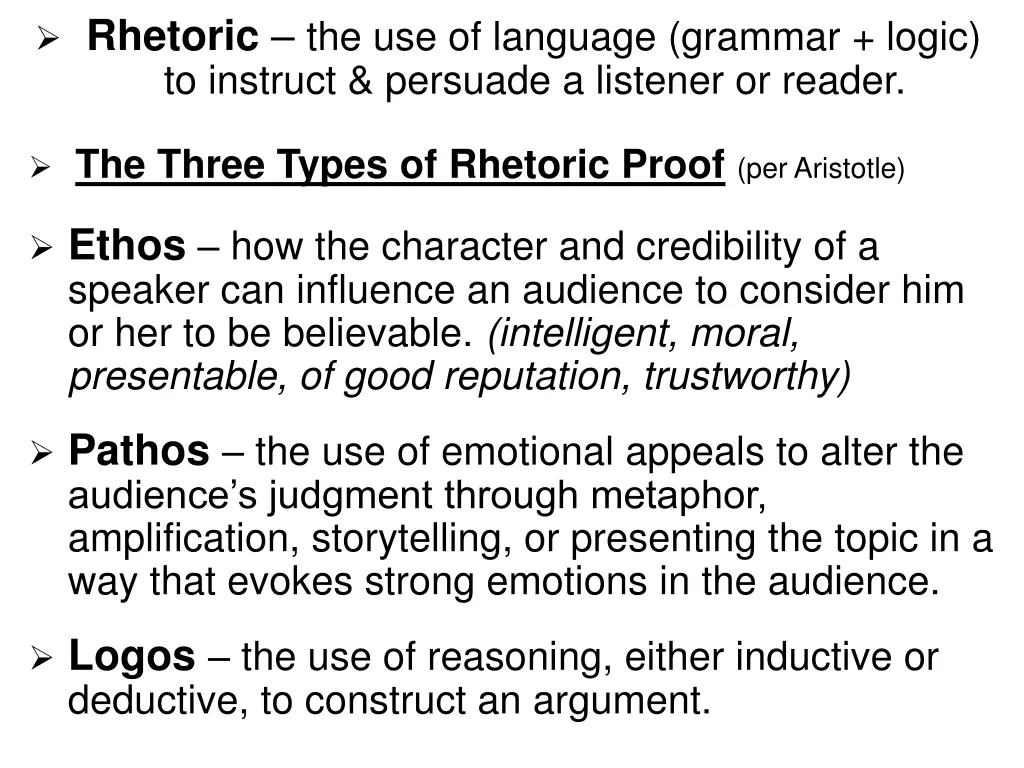 rhetoric the use of language grammar logic