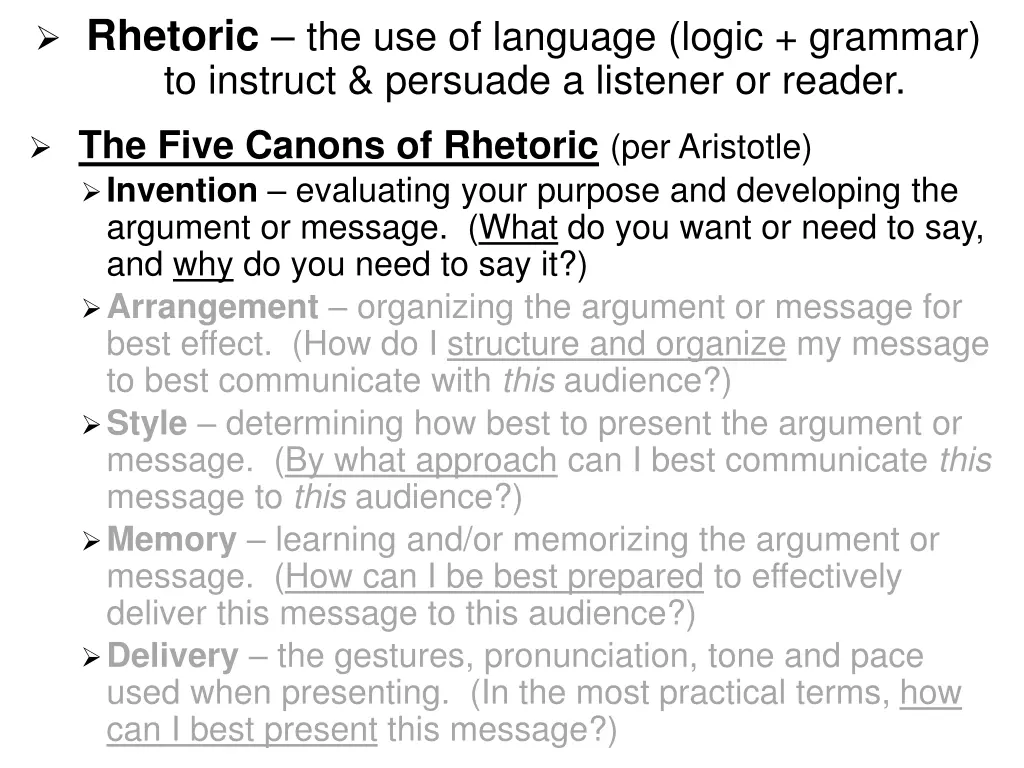 rhetoric the use of language logic grammar 1