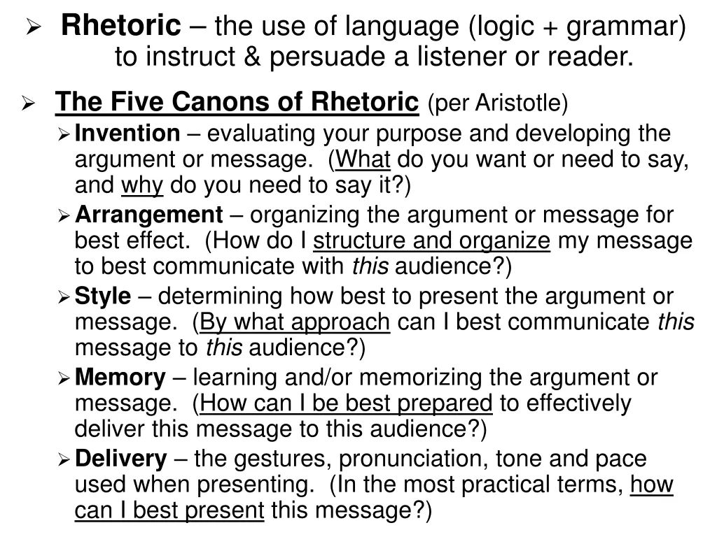rhetoric the use of language logic grammar