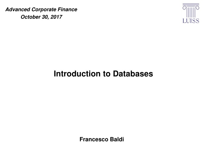 advanced corporate finance october 30 2017