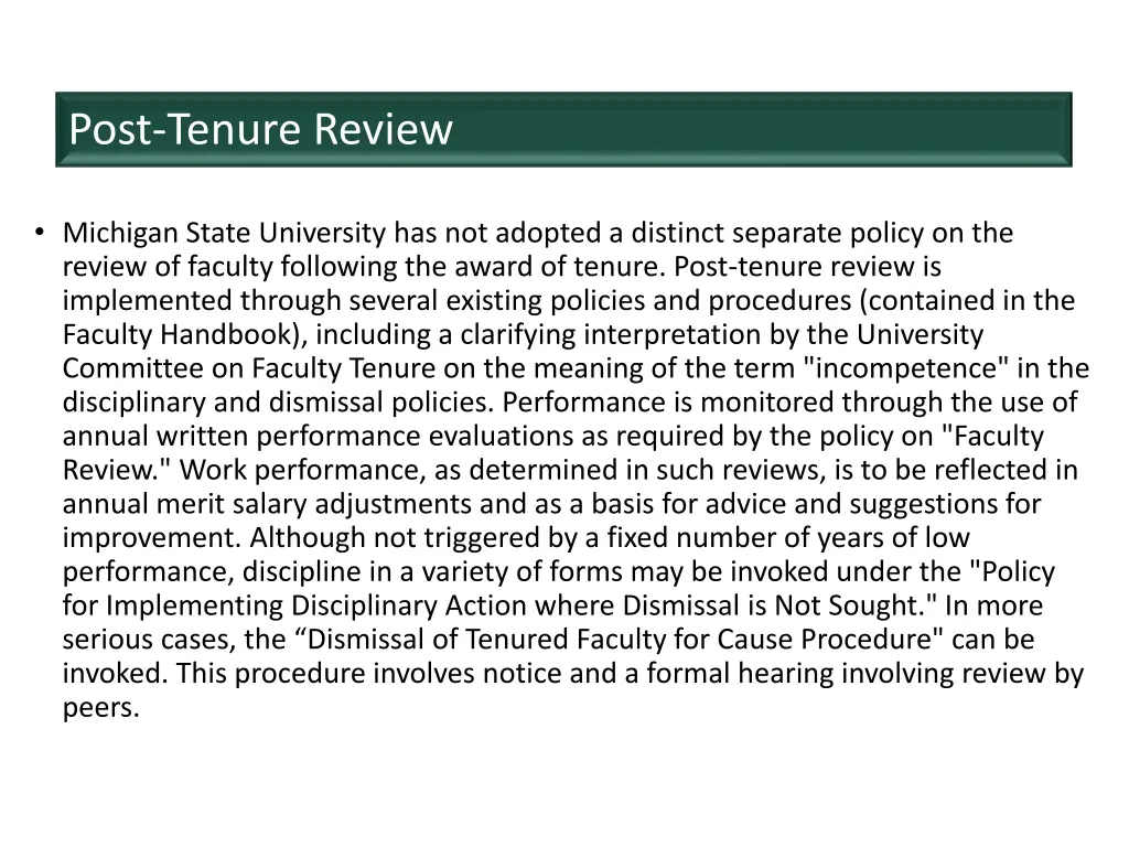 post tenure review post tenure review