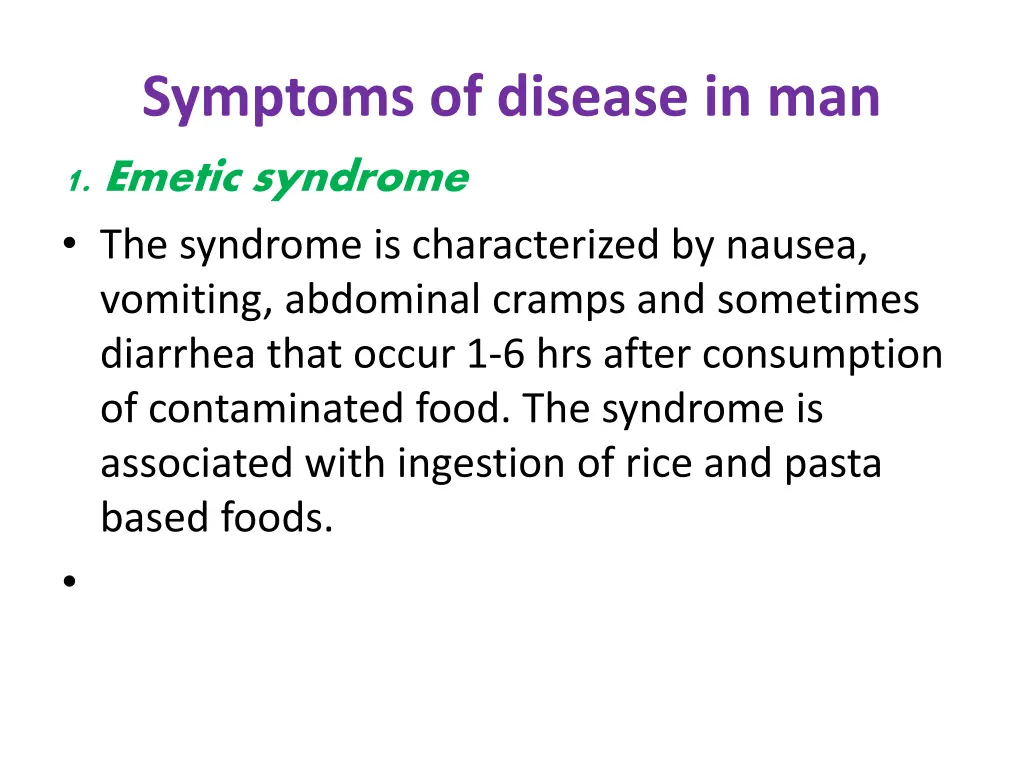 symptoms of disease in man