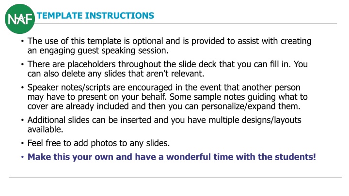 template instructions