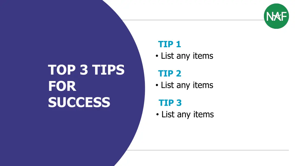 tip 1 list any items