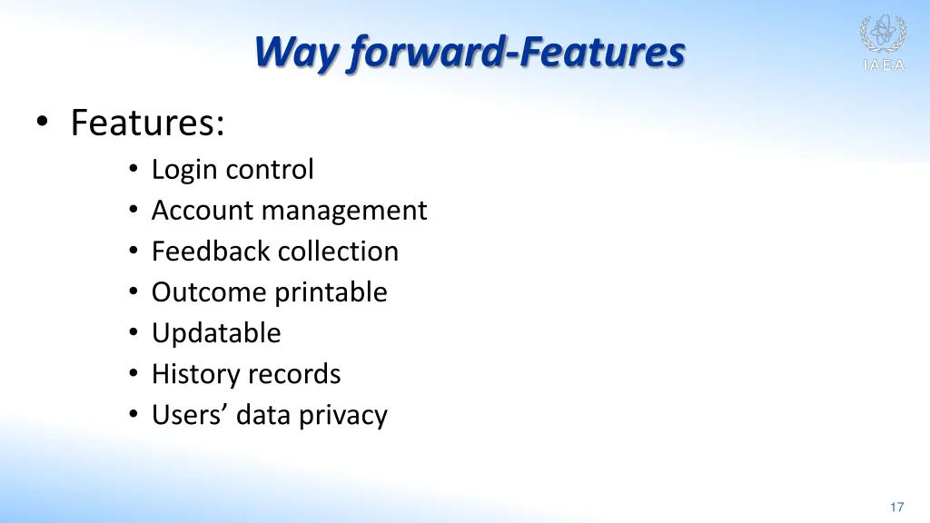 way forward features
