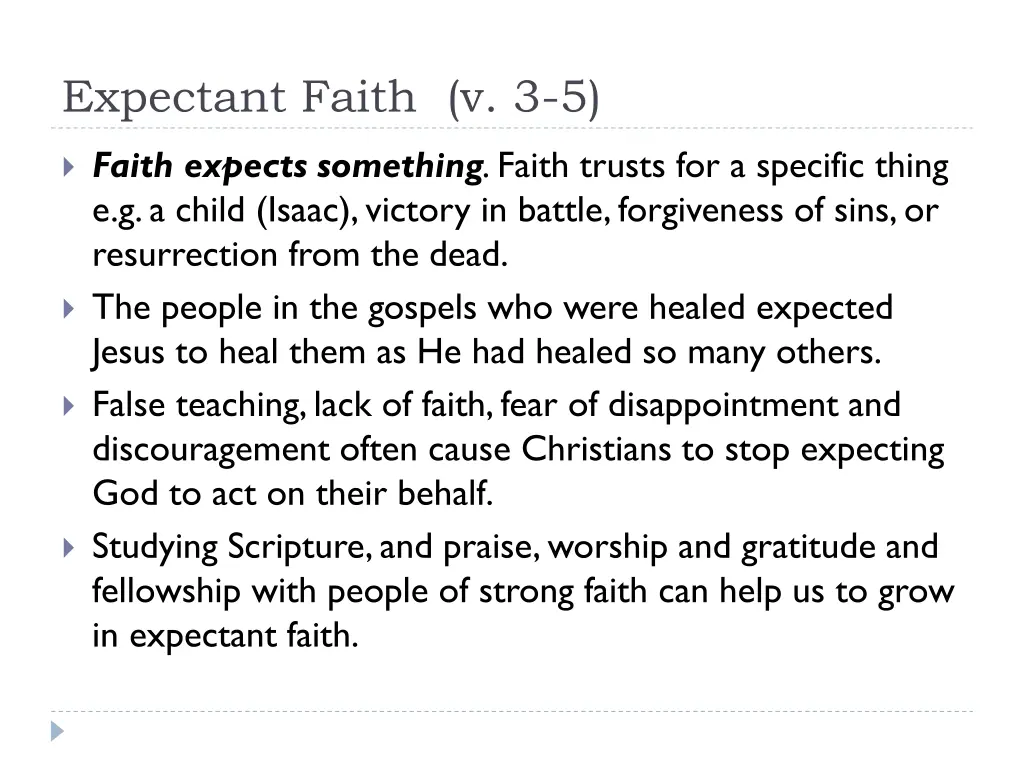 expectant faith v 3 5