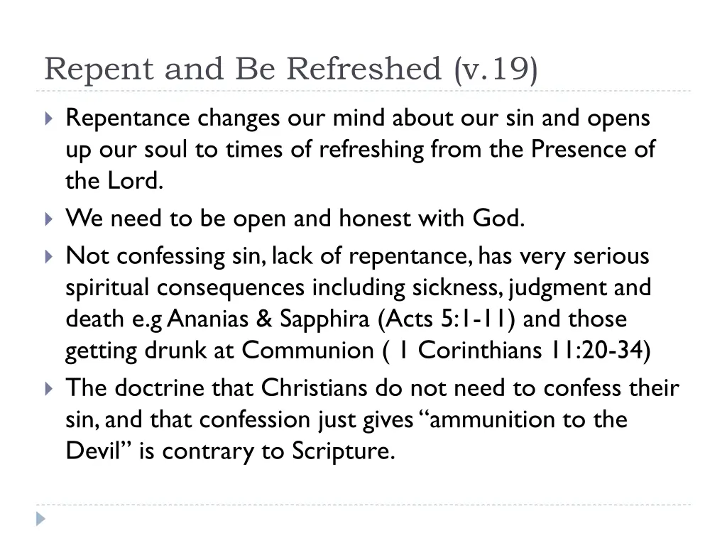 repent and be refreshed v 19