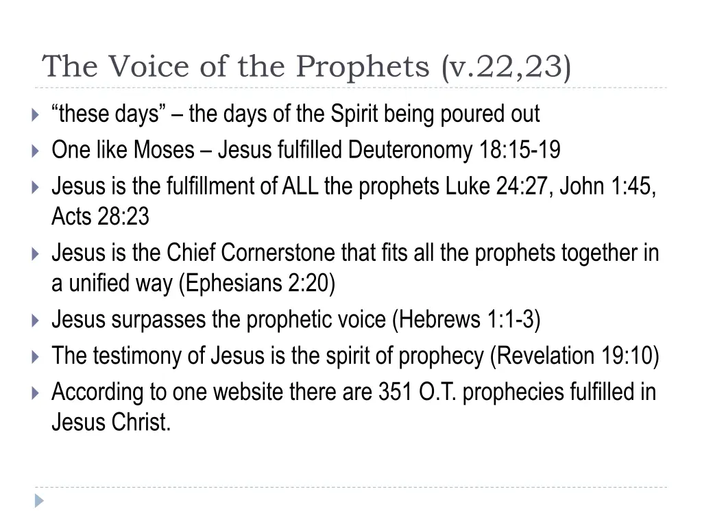 the voice of the prophets v 22 23