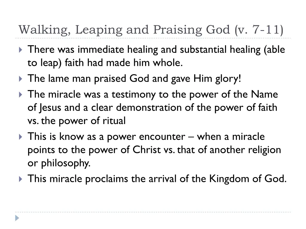 walking leaping and praising god v 7 11