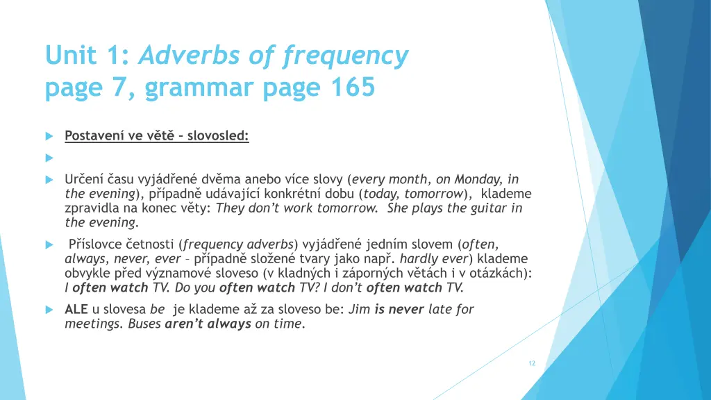 unit 1 adverbs of frequency page 7 grammar page