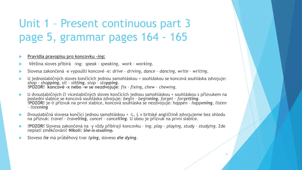 unit 1 present continuous part 3 page 5 grammar