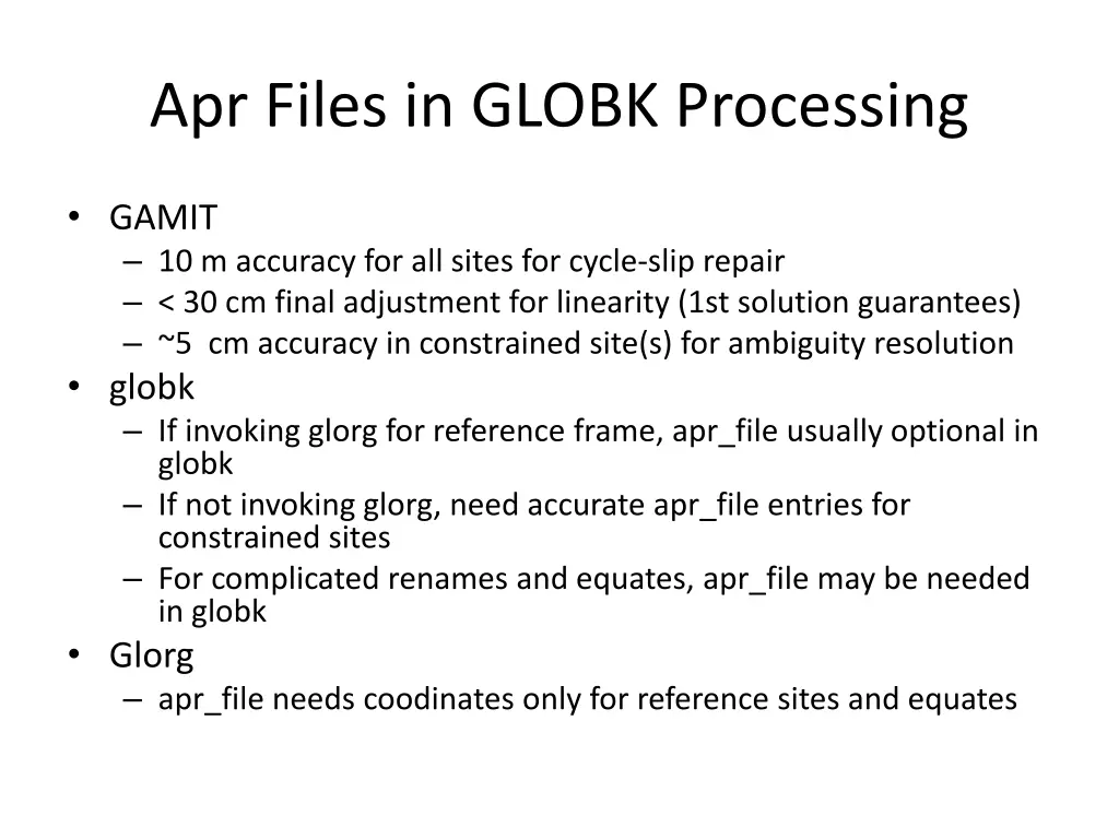 apr files in globk processing