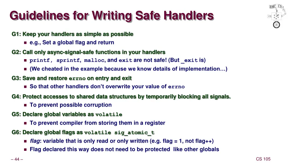 guidelines for writing safe handlers