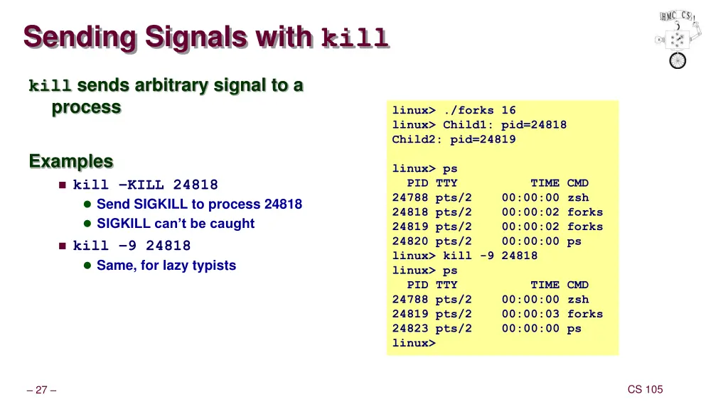 sending signals with kill