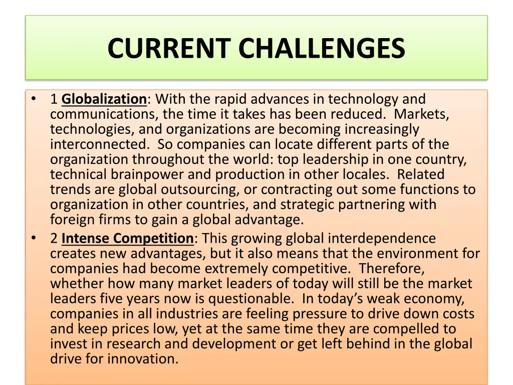 current challenges
