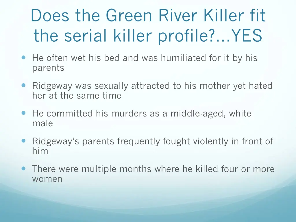 does the green river killer fit the serial killer