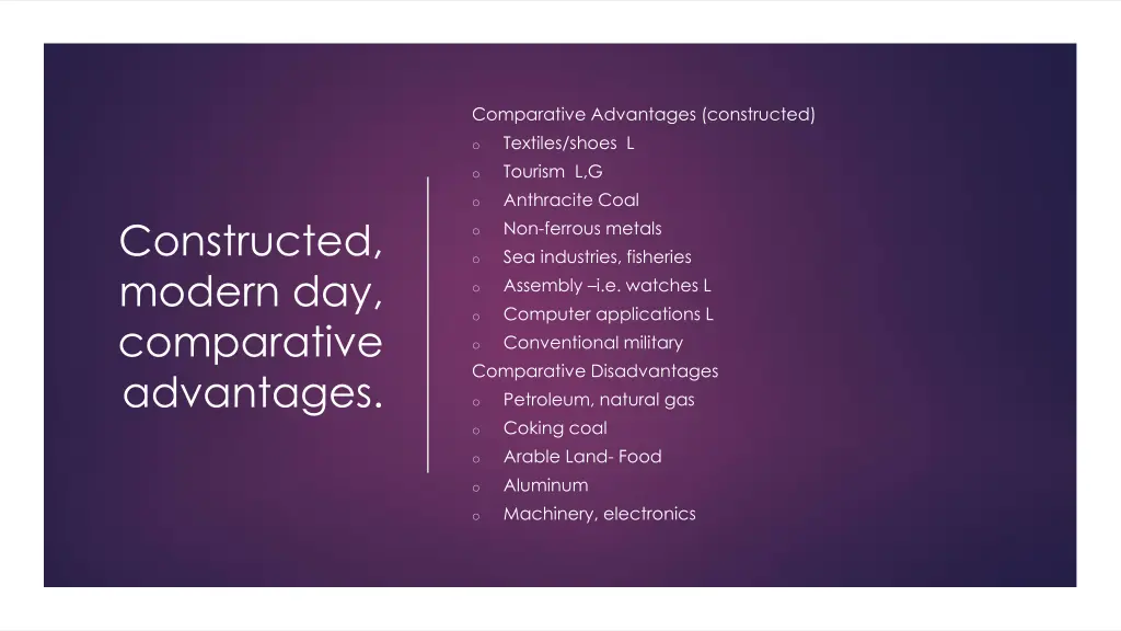 comparative advantages constructed textiles shoes