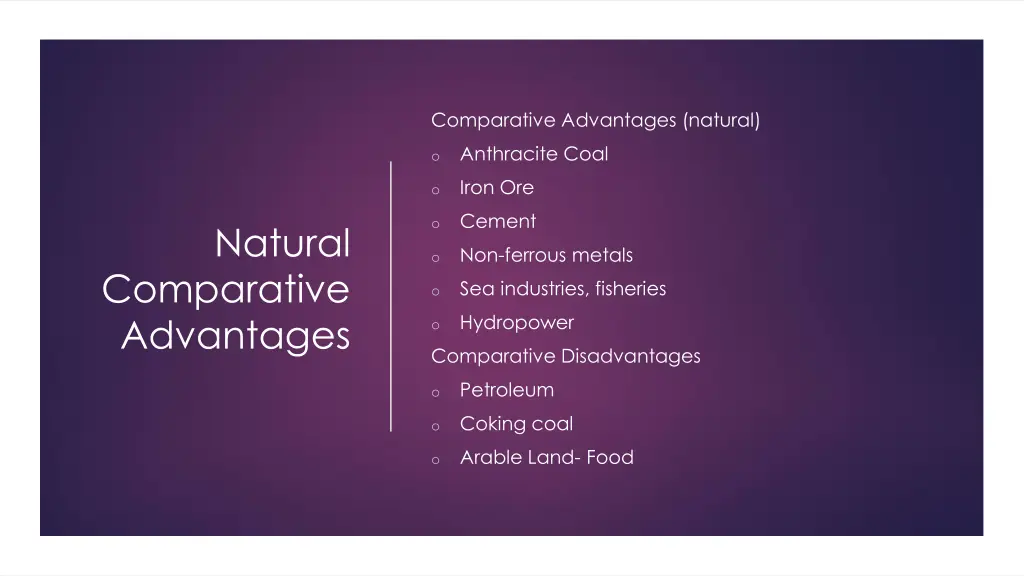 comparative advantages natural