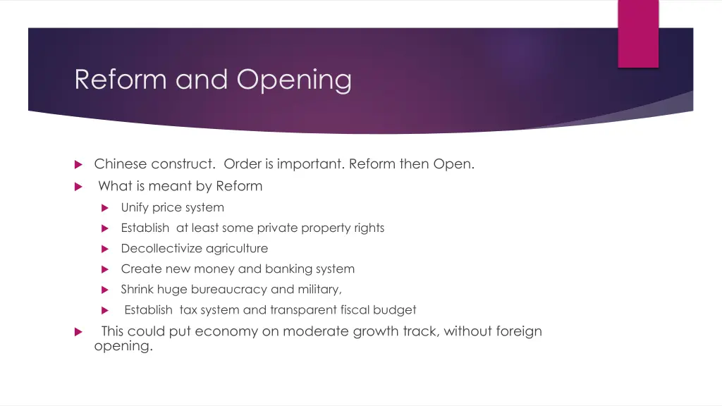 reform and opening