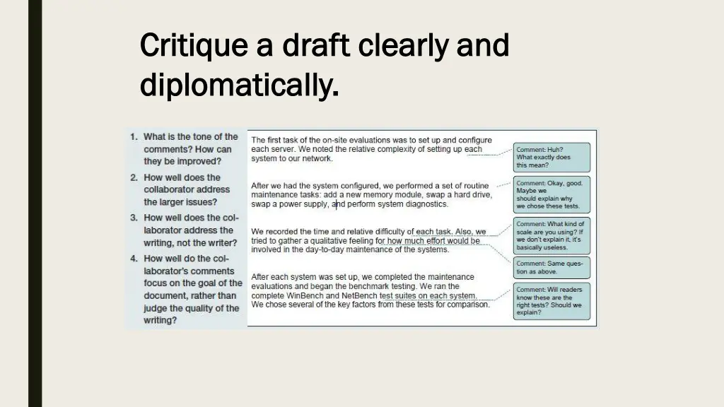 critique a draft clearly and critique a draft