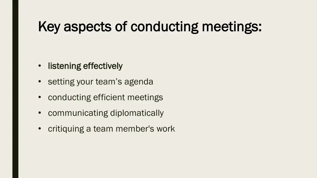 key aspects of conducting meetings key aspects