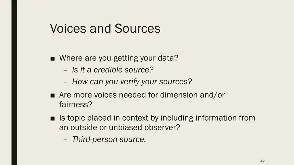 voices and sources
