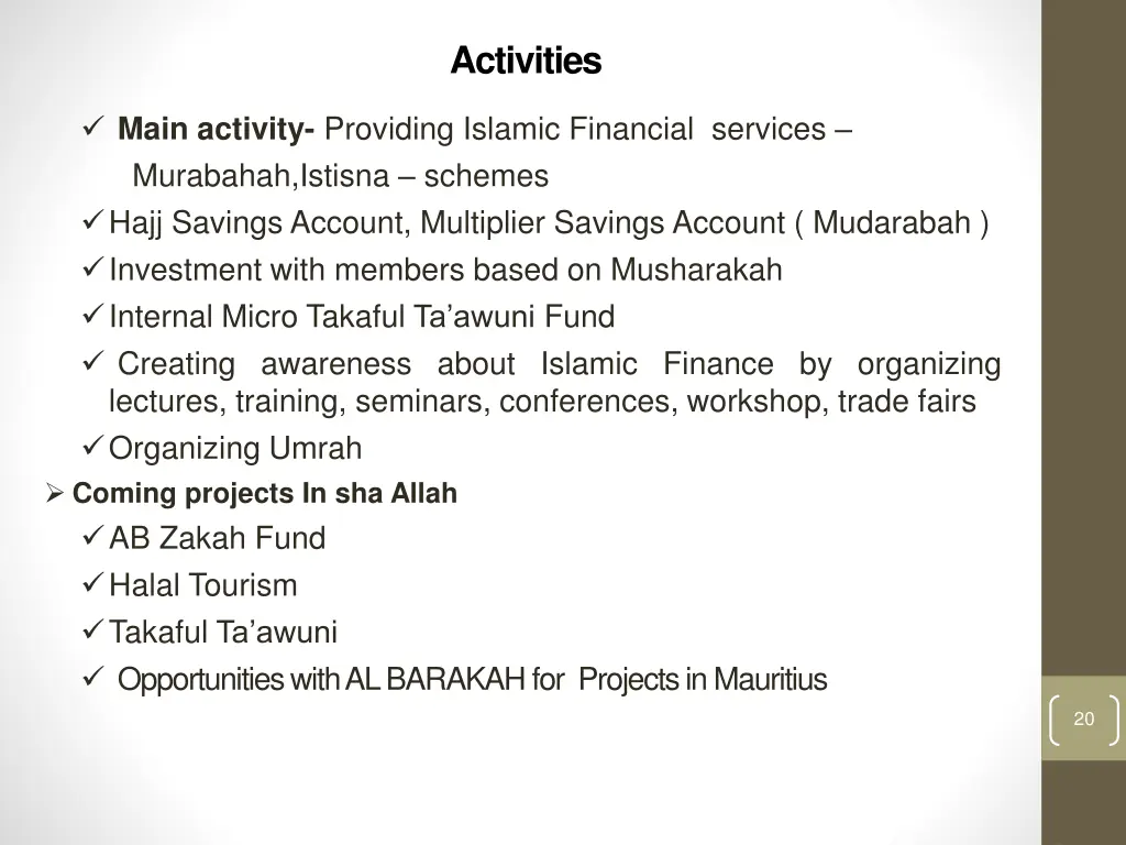 activities