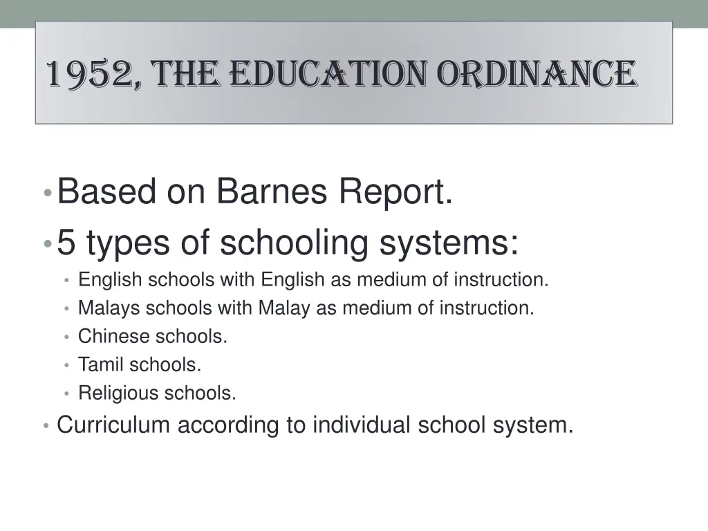 1952 the education ordinance