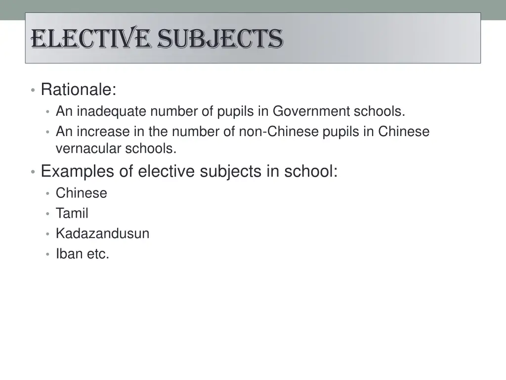 elective subjects