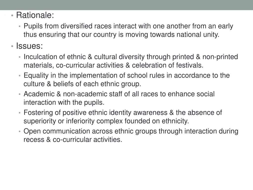 rationale pupils from diversified races interact