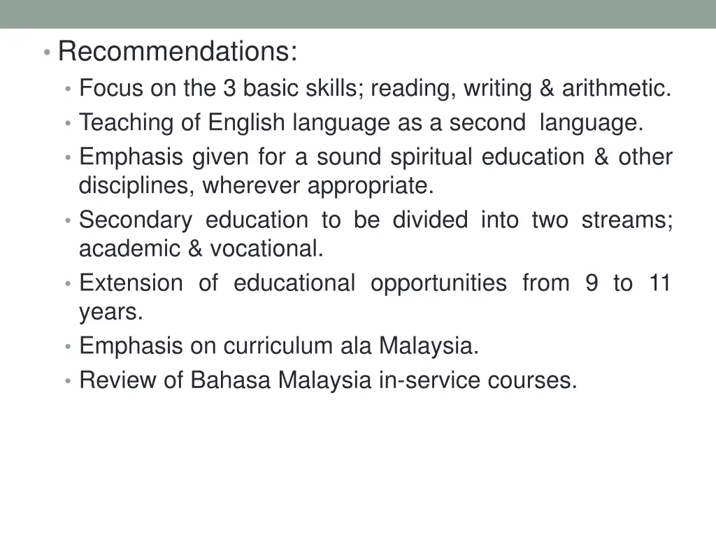 recommendations focus on the 3 basic skills