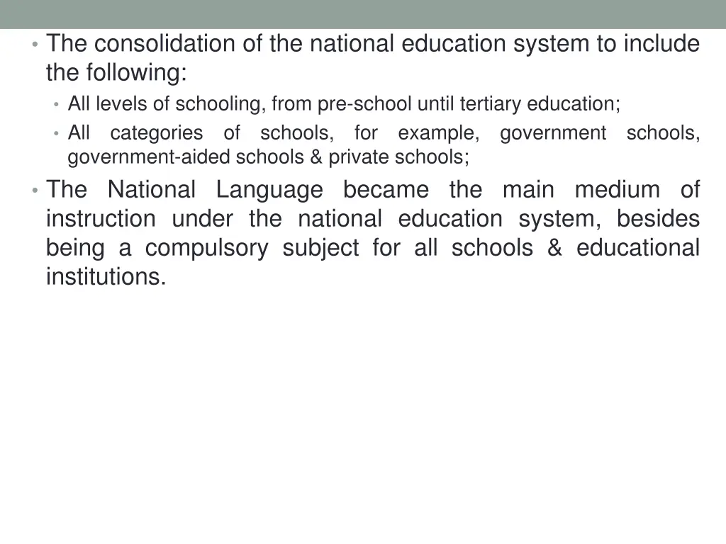 the consolidation of the national education