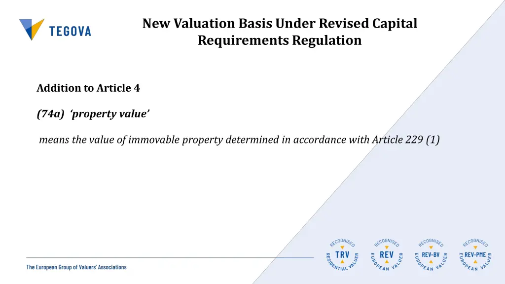 new valuation basis under revised capital