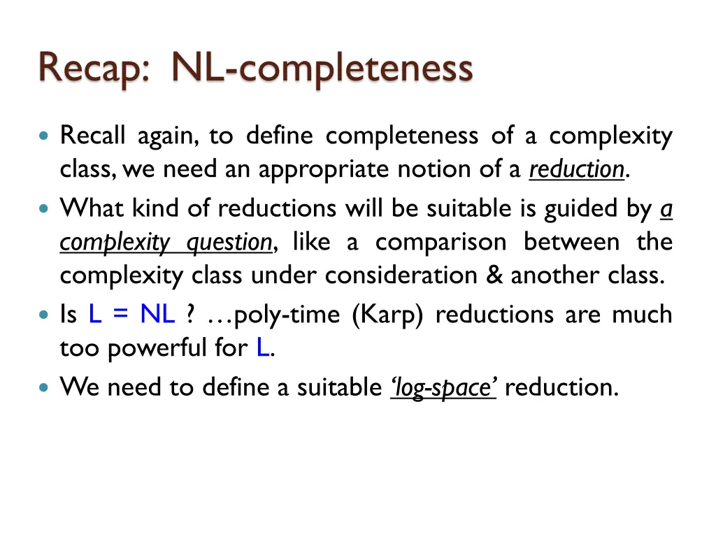 recap nl completeness