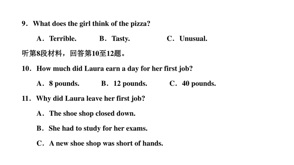 9 what does the girl think of the pizza