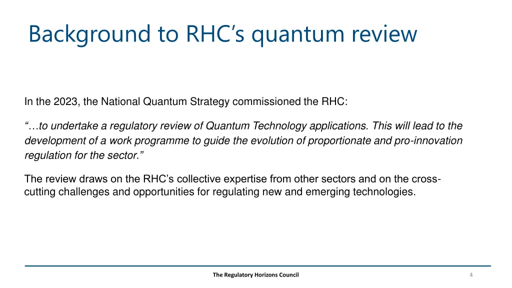 background to rhc s quantum review